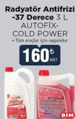 AUTOFİX/COLD POWER RADYATÖR ANTİFRİZİ -37 DERECE 3 L fiyat ve kampanya bilgisi